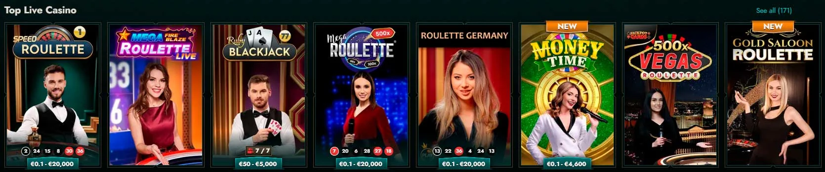 Popular online poker tournament lobby screen